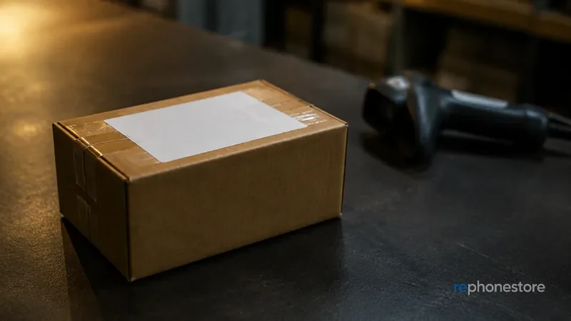 Parcel with shipping label ready to go
